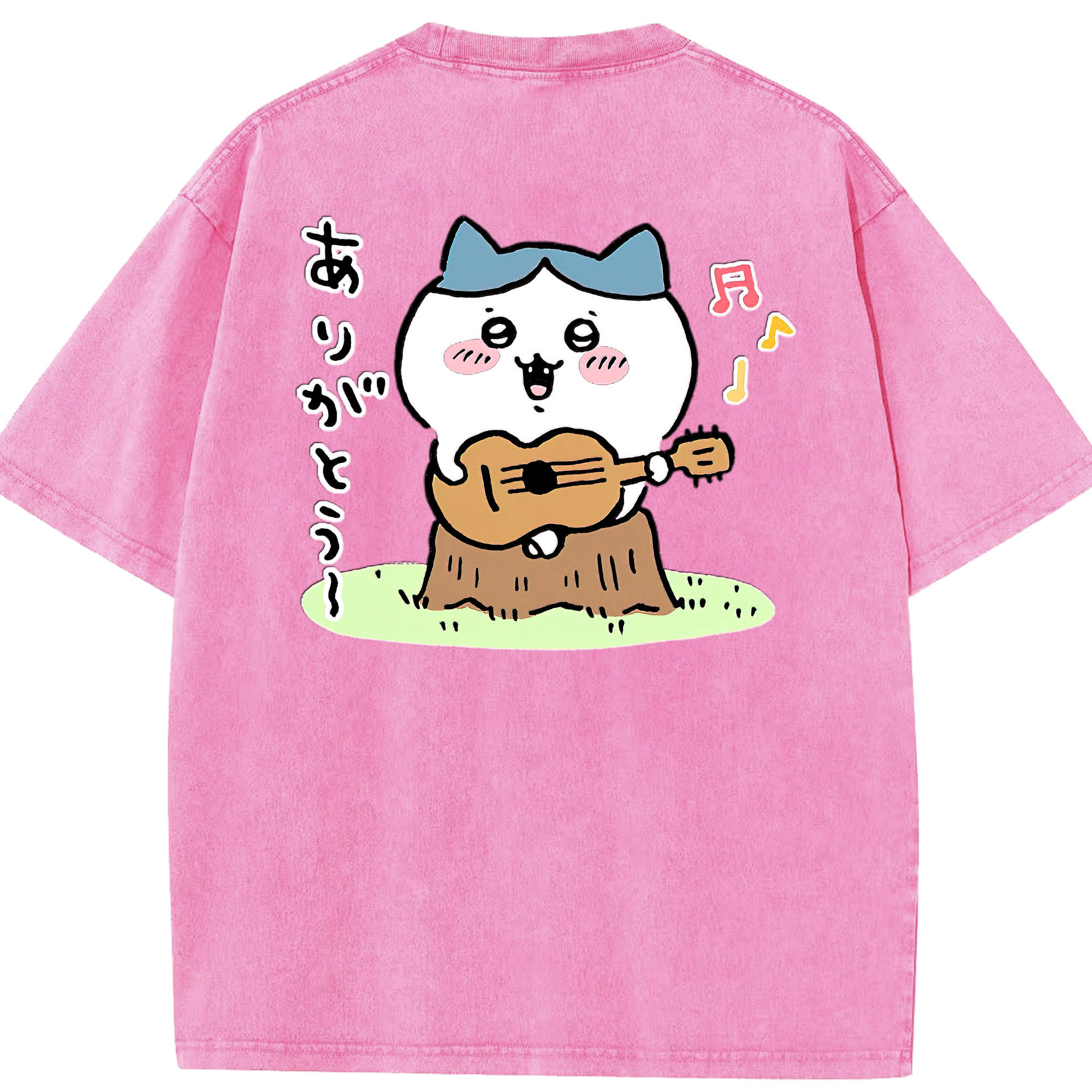 （画像用） ちいかわ ハチワレ Chii-kawa hachiware 綿100% ヴィンテージ風 半袖Tシャツ（背面プリント）